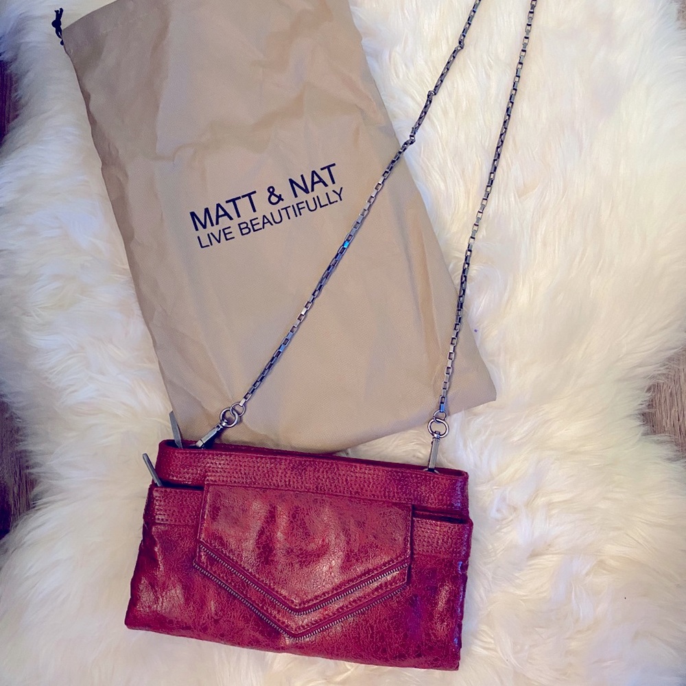 Matt & Nat vegan leather red crossbody clutch